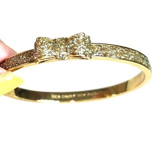 Kate Spade Elegant Gold Bow Crystal Bangle Bracelet